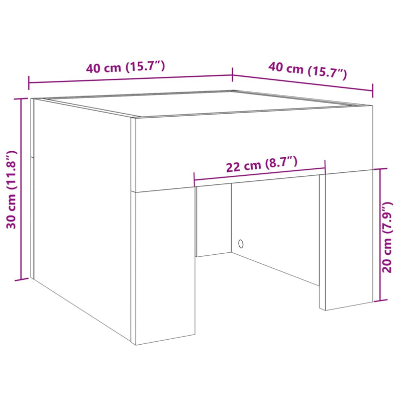 vidaXL fehér végtelen hatású LED-es éjjeliszekrény 40 x 40 x 30 cm