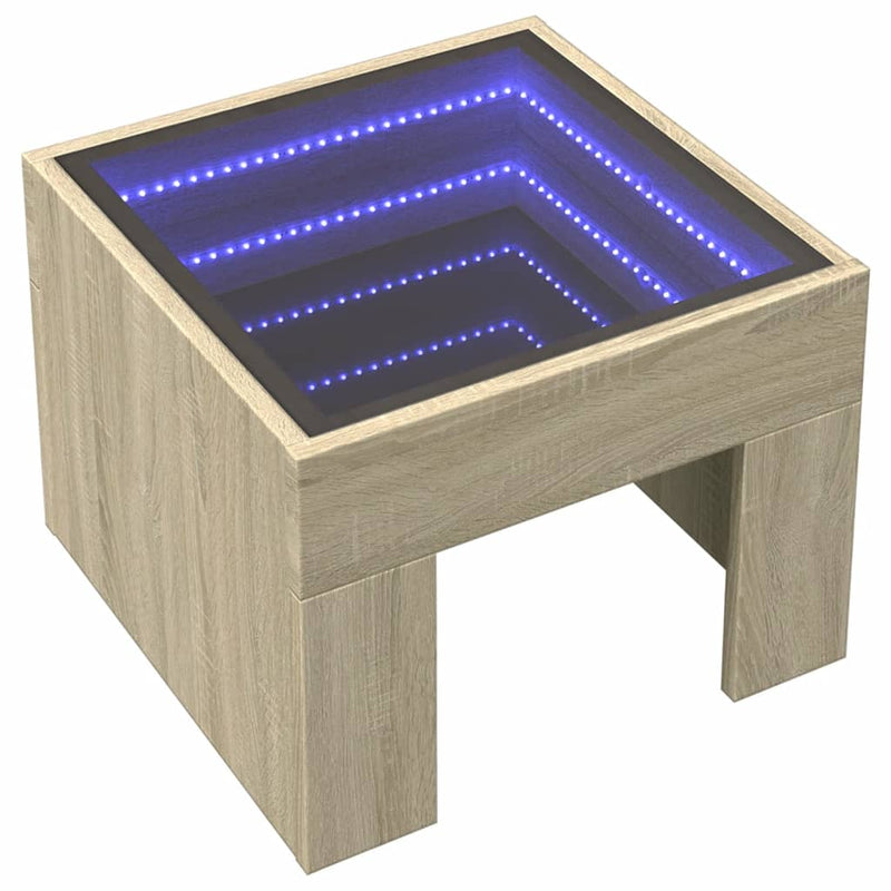 vidaXL sonoma tölgy végtelen hatású LED-es éjjeliszekrény 40x40x30 cm