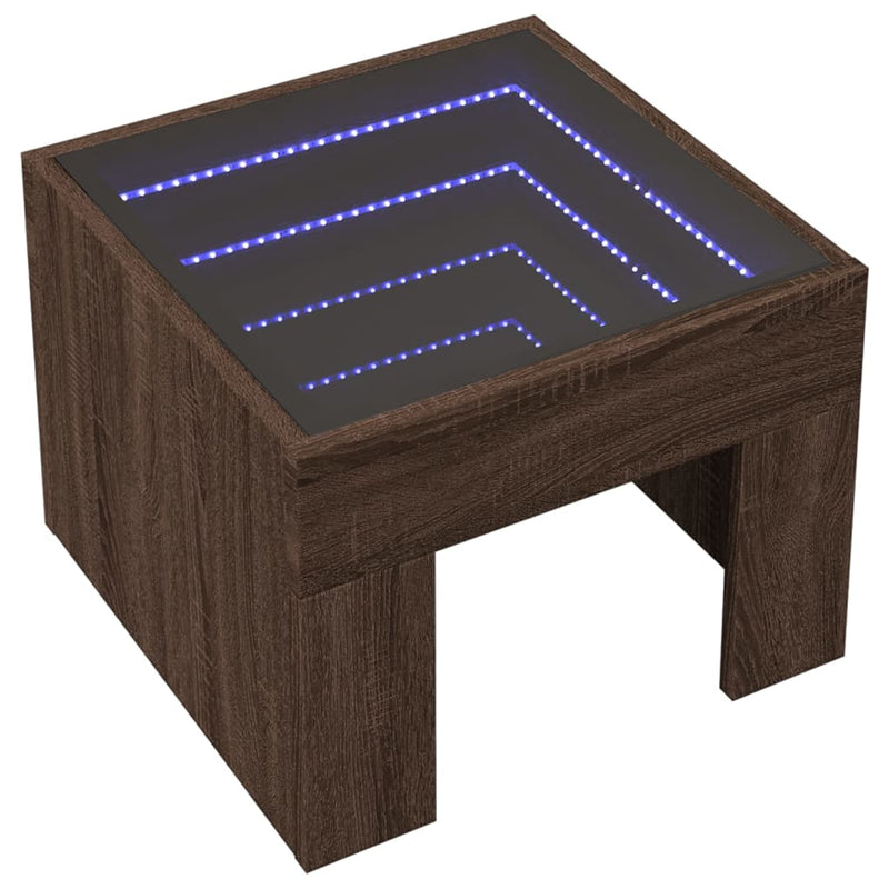 vidaXL barna tölgy végtelen hatású LED-es éjjeliszekrény 40x40x30 cm