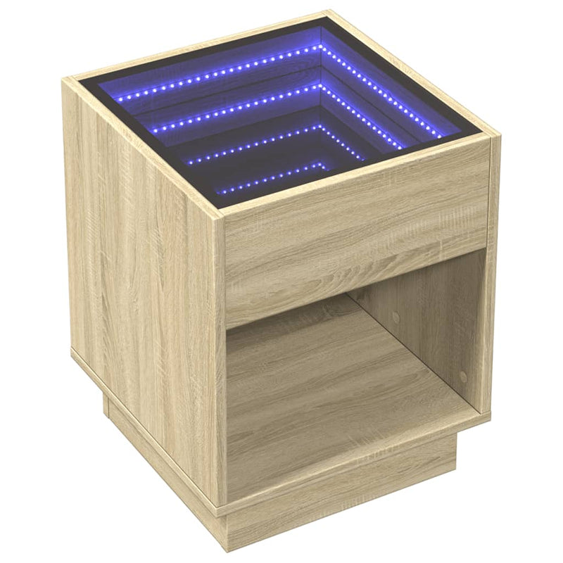 vidaXL sonoma tölgy végtelen hatású LED-es éjjeliszekrény 40x40x50 cm