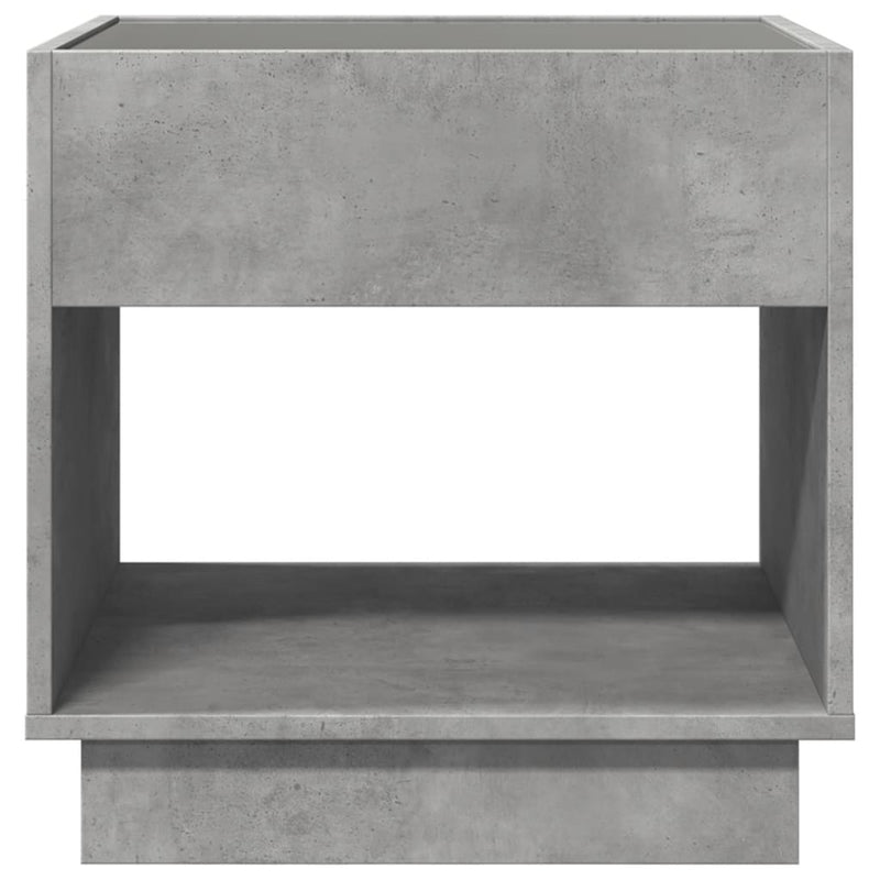 vidaXL betonszürke végtelen hatású LED-es éjjeliszekrény 50x50x50 cm