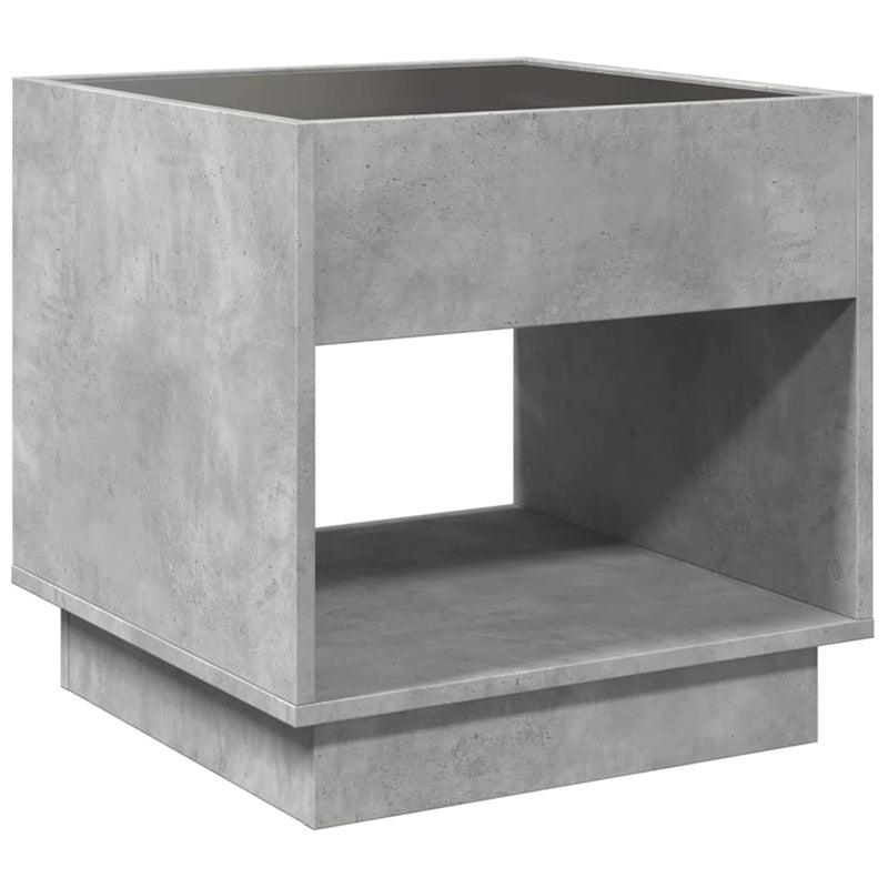 vidaXL betonszürke végtelen hatású LED-es éjjeliszekrény 50x50x50 cm
