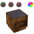 vidaXL füstös tölgy végtelen hatású LED-es éjjeliszekrény 50x50x50 cm