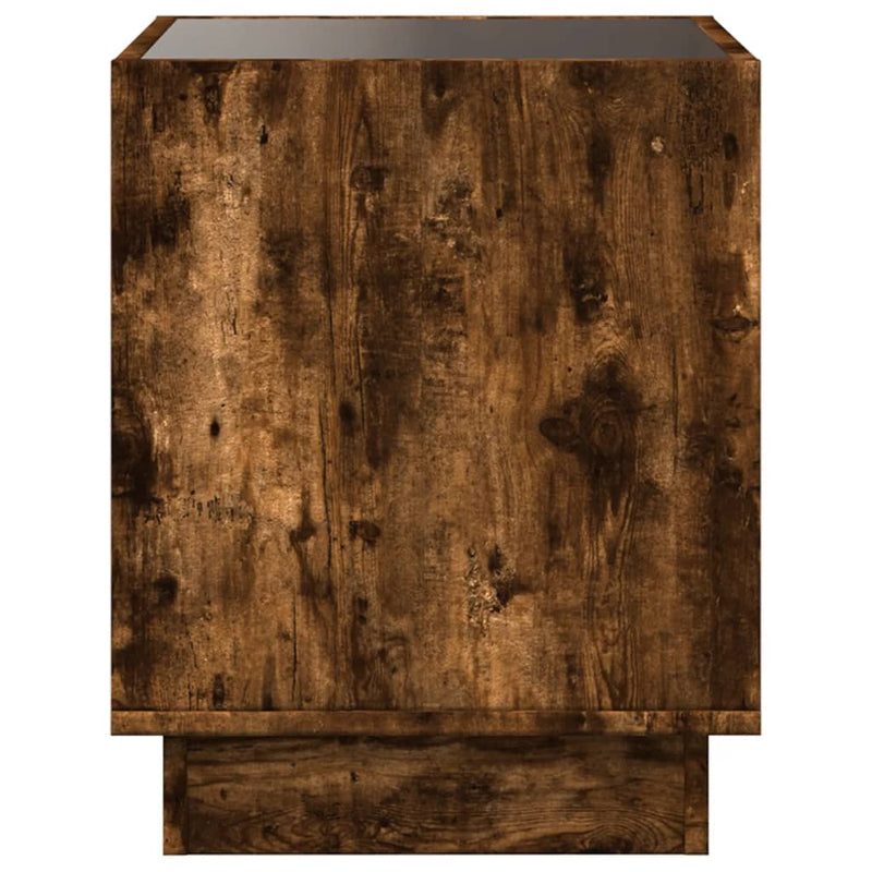 vidaXL füstös tölgy végtelen hatású LED-es éjjeliszekrény 50x50x50 cm