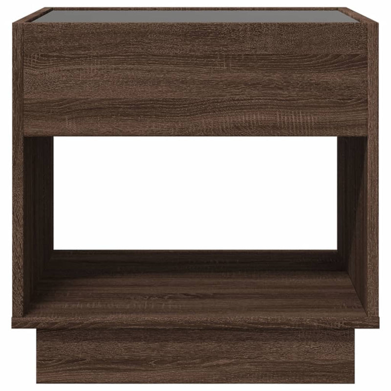 vidaXL barna tölgy végtelen hatású LED-es éjjeliszekrény 50x50x50 cm