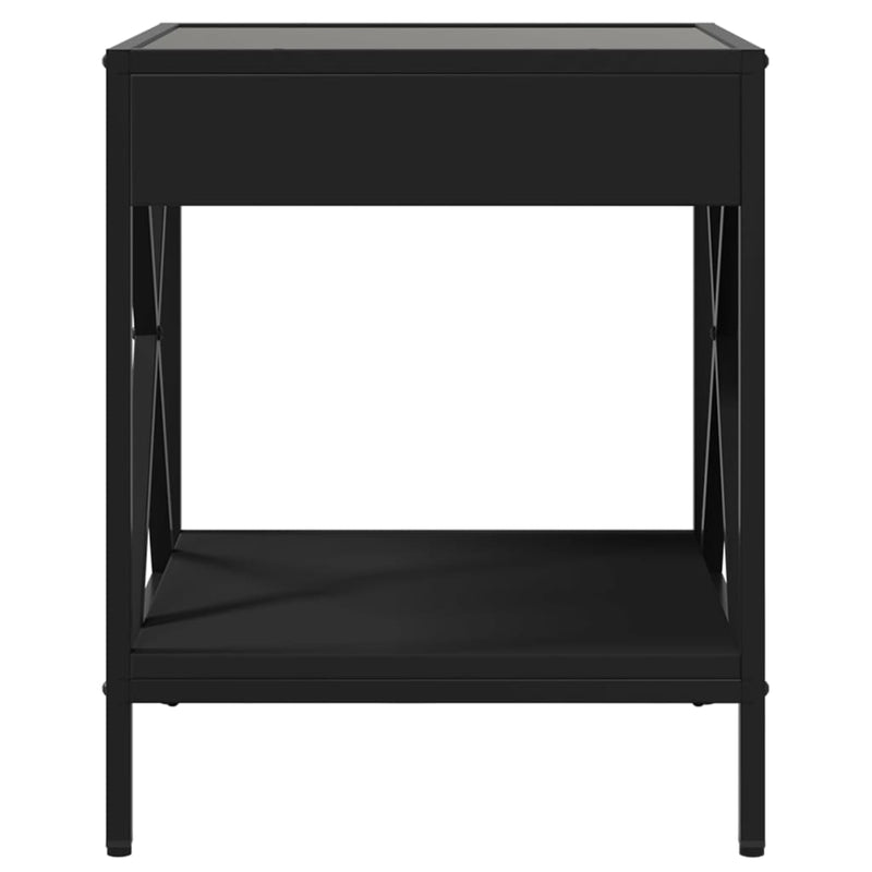 vidaXL fekete végtelen hatású LED-es éjjeliszekrény 40 x 40 x 49 cm