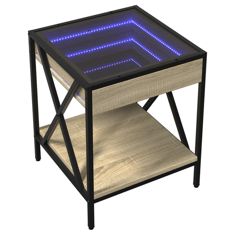 vidaXL sonoma tölgy végtelen hatású LED-es éjjeliszekrény 40x40x49 cm