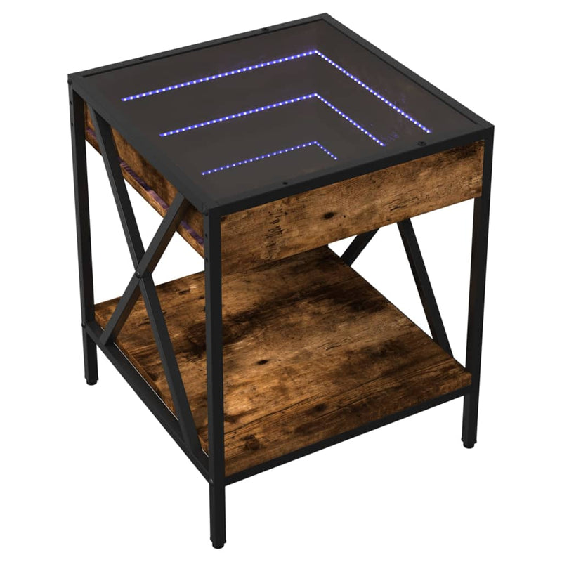 vidaXL füstös tölgy végtelen hatású LED-es éjjeliszekrény 40x40x49 cm