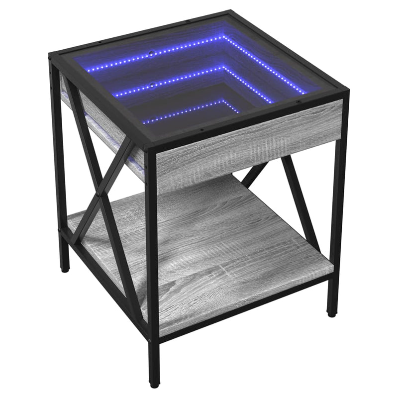 vidaXL szürke sonoma végtelen hatású LED-es éjjeliszekrény 40x40x49 cm
