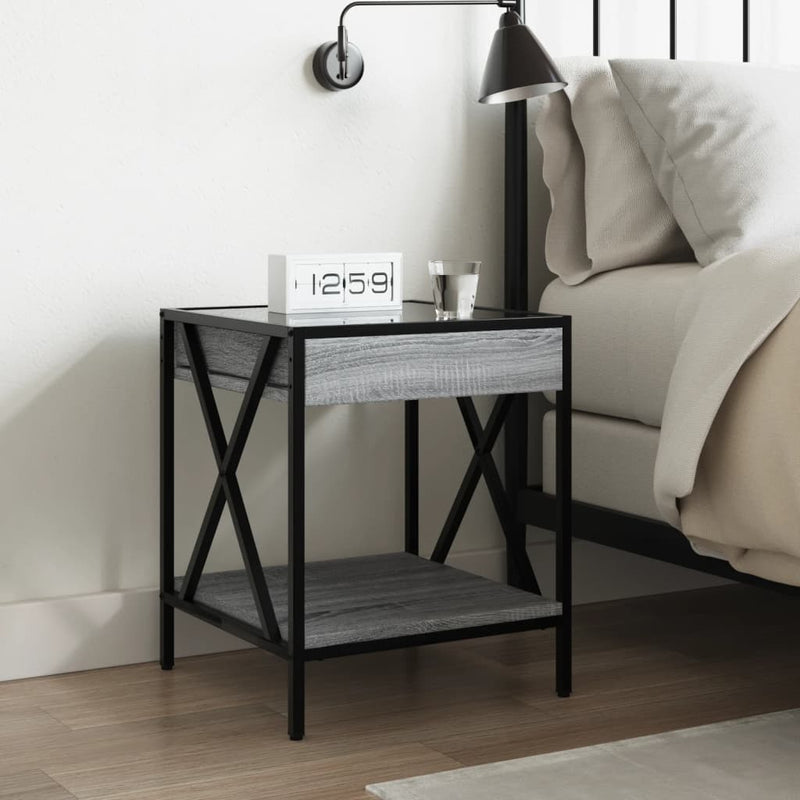 vidaXL szürke sonoma végtelen hatású LED-es éjjeliszekrény 40x40x49 cm