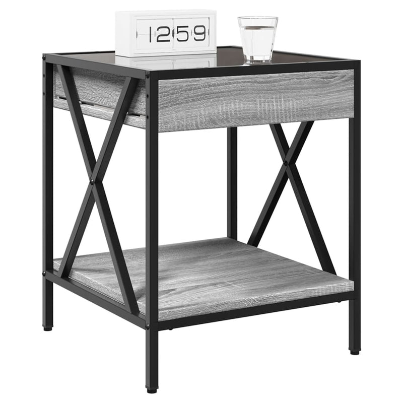 vidaXL szürke sonoma végtelen hatású LED-es éjjeliszekrény 40x40x49 cm