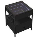 vidaXL fekete végtelen hatású LED-es éjjeliszekrény 40 x 40 x 51 cm