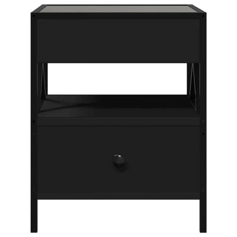 vidaXL fekete végtelen hatású LED-es éjjeliszekrény 40 x 40 x 51 cm