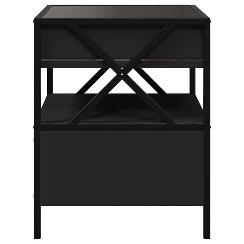 vidaXL fekete végtelen hatású LED-es éjjeliszekrény 40 x 40 x 51 cm