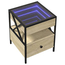 vidaXL sonoma tölgy végtelen hatású LED-es éjjeliszekrény 40x40x51 cm