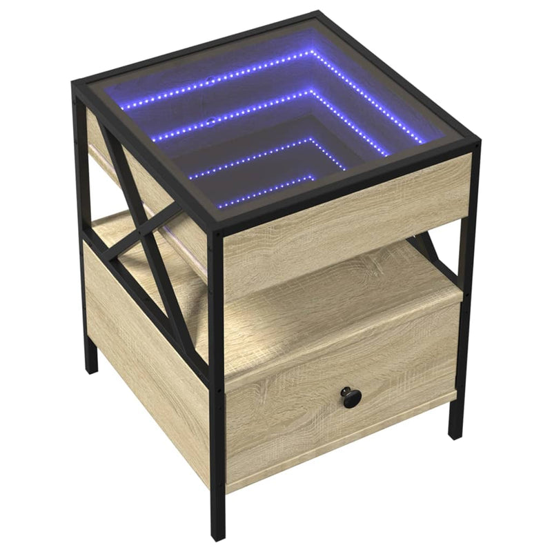 vidaXL sonoma tölgy végtelen hatású LED-es éjjeliszekrény 40x40x51 cm
