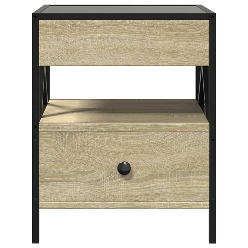 vidaXL sonoma tölgy végtelen hatású LED-es éjjeliszekrény 40x40x51 cm