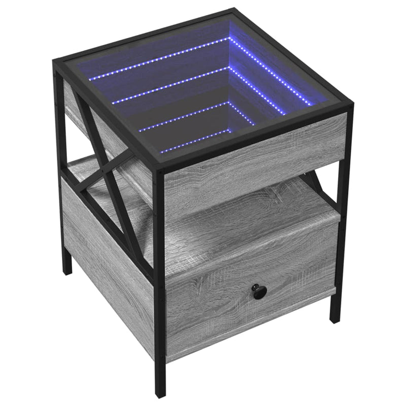 vidaXL szürke sonoma végtelen hatású LED-es éjjeliszekrény 40x40x51 cm