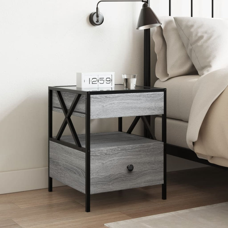 vidaXL szürke sonoma végtelen hatású LED-es éjjeliszekrény 40x40x51 cm