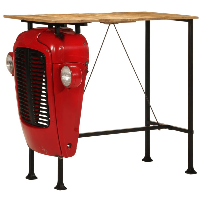 vidaXL piros és barna tömör mangófa traktor bárasztal 55x120x107 cm
