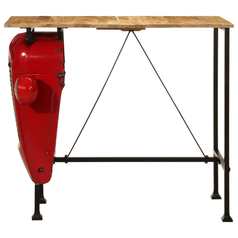 vidaXL piros és barna tömör mangófa traktor bárasztal 55x120x107 cm