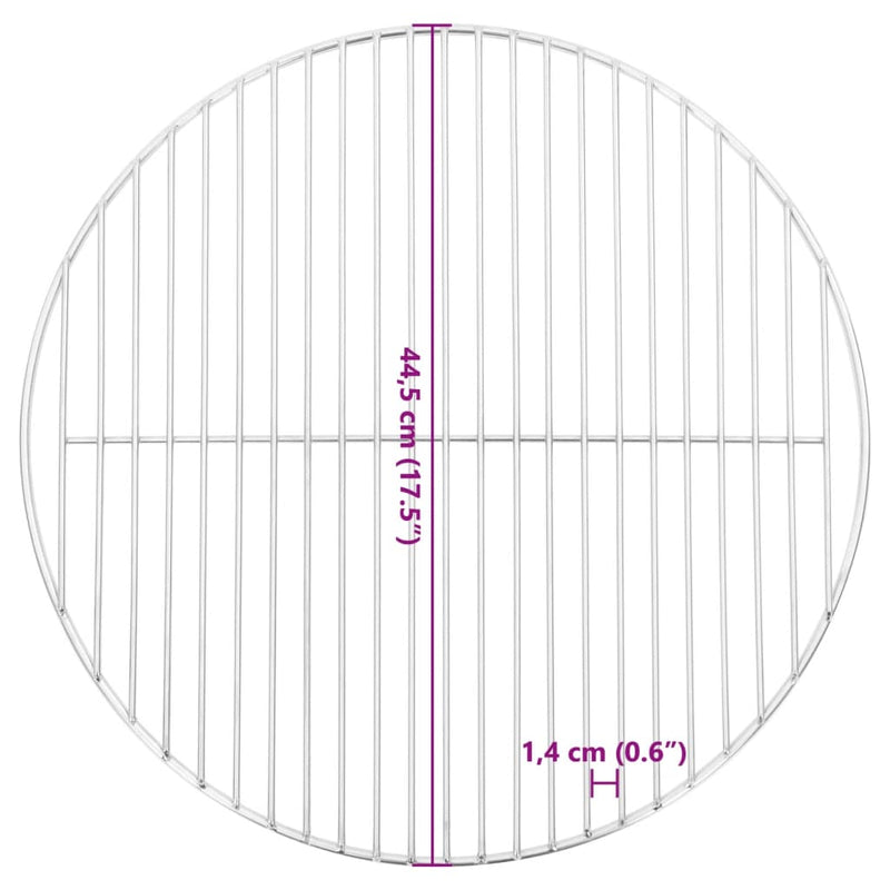 vidaXL kerek 304 rozsdamentes acél BBQ grillrács Ø44,5 cm