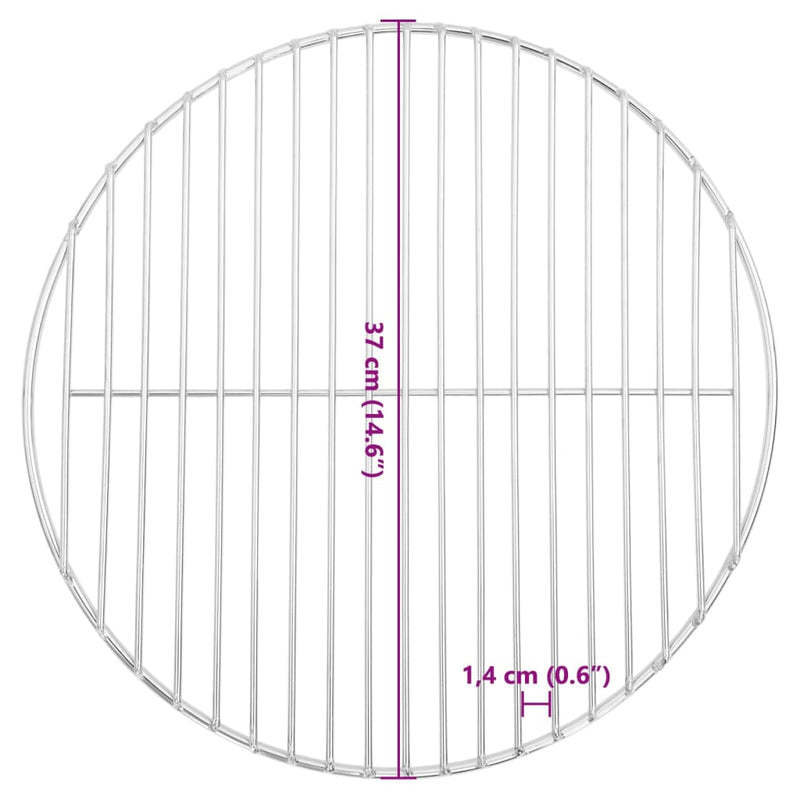 vidaXL kerek 304 rozsdamentes acél BBQ grillrács Ø37 cm