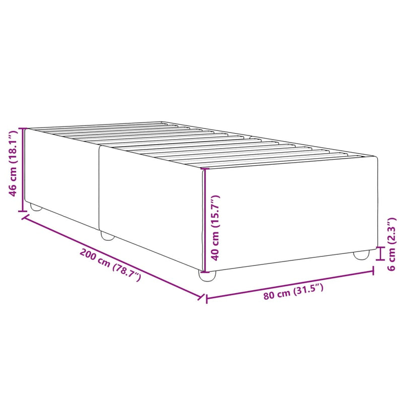 vidaXL sötétbarna szövet ágykeret matrac nélkül 80x200 cm
