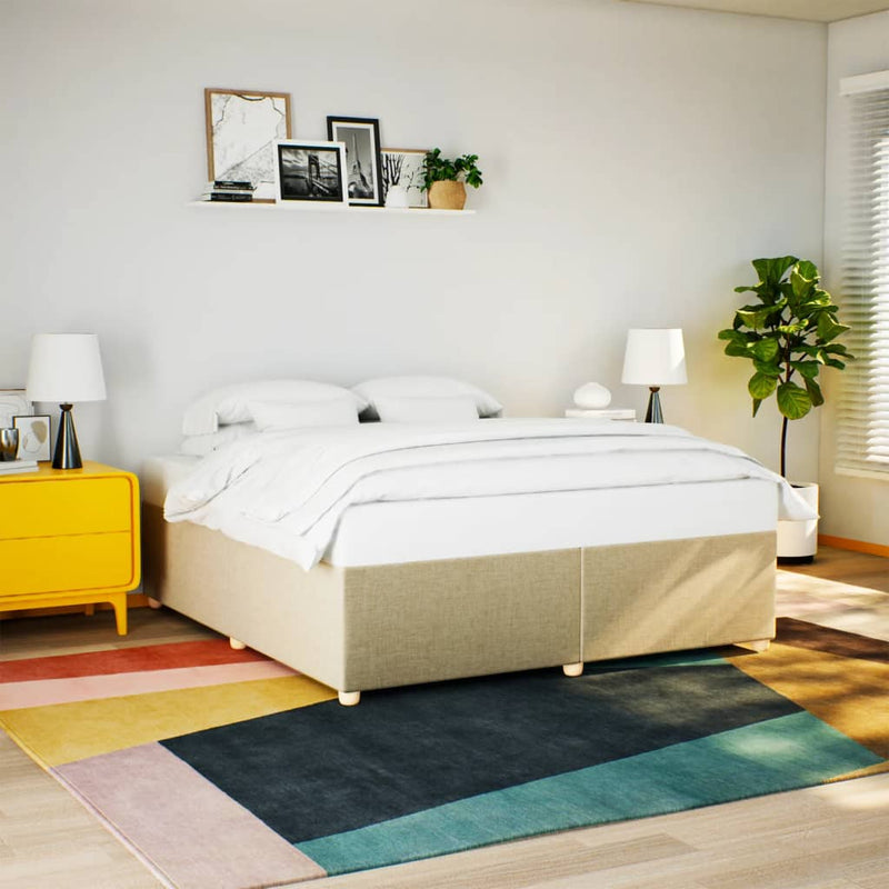 vidaXL krémszínű szövet ágykeret matrac nélkül 200 x 200 cm