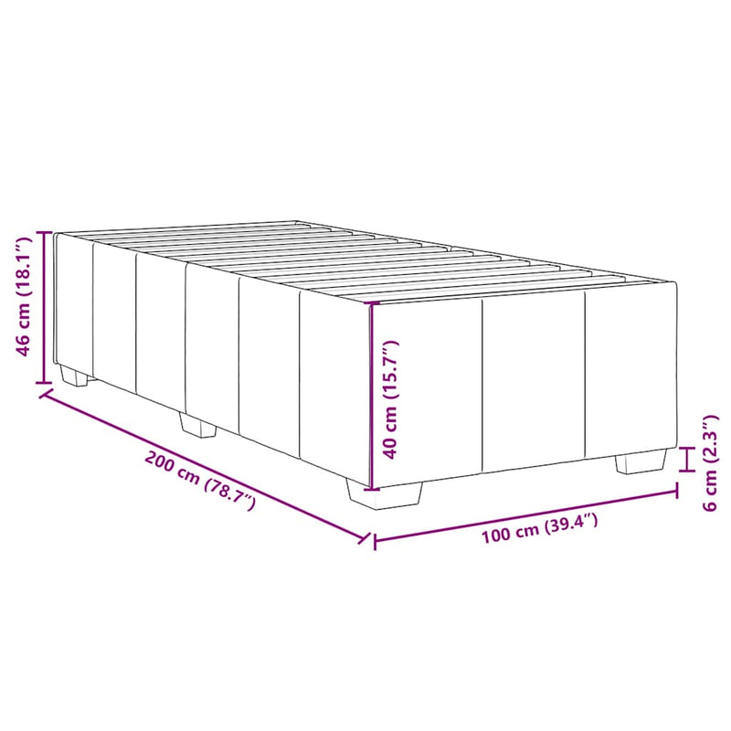 vidaXL sötétszürke szövet ágykeret matrac nélkül 100x200 cm