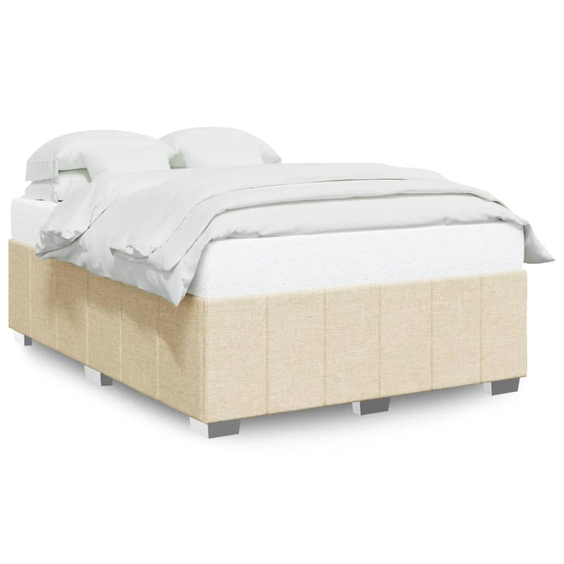 vidaXL krémszínű szövet ágykeret matrac nélkül 140 x 190 cm