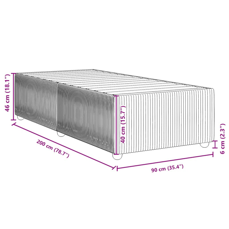 vidaXL sötétszürke bársony ágykeret matrac nélkül 90x200 cm