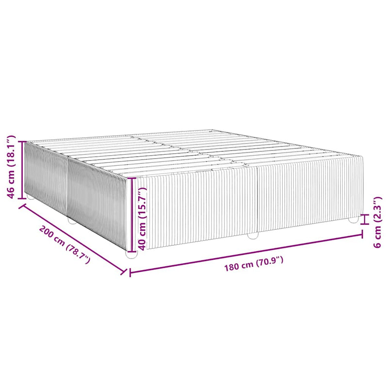 vidaXL fekete bársony ágykeret matrac nélkül 180 x 200 cm