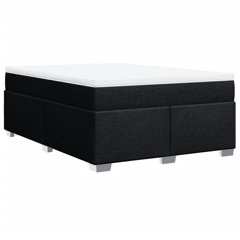 vidaXL fekete szövet rugós ágy matraccal 140 x 190 cm