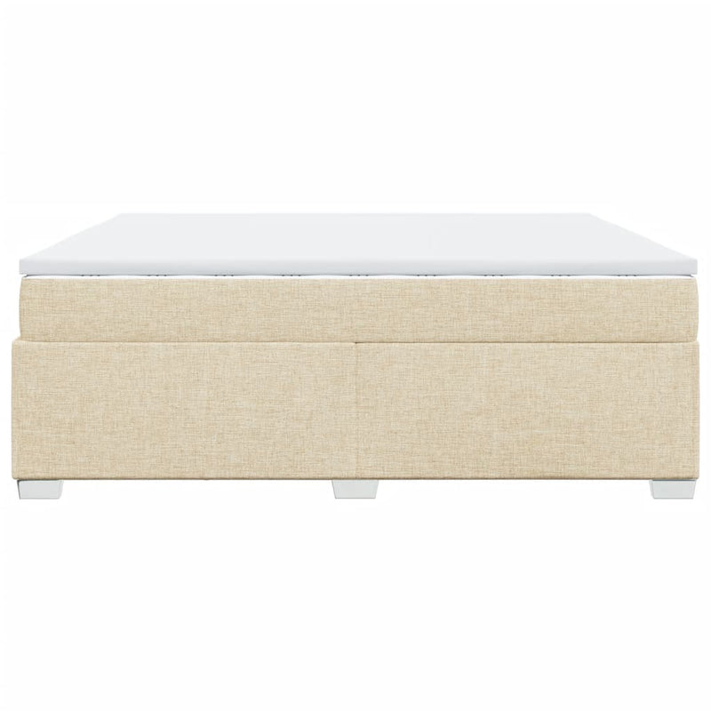 vidaXL krémszínű szövet rugós ágy matraccal 200 x 200 cm