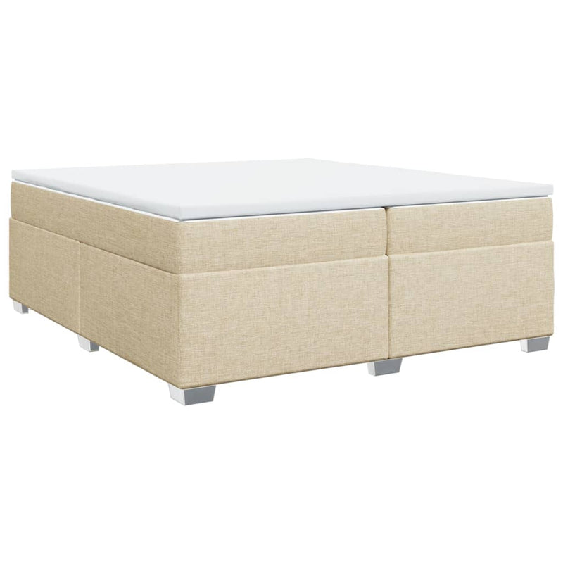 vidaXL krémszínű szövet rugós ágy matraccal 200 x 200 cm