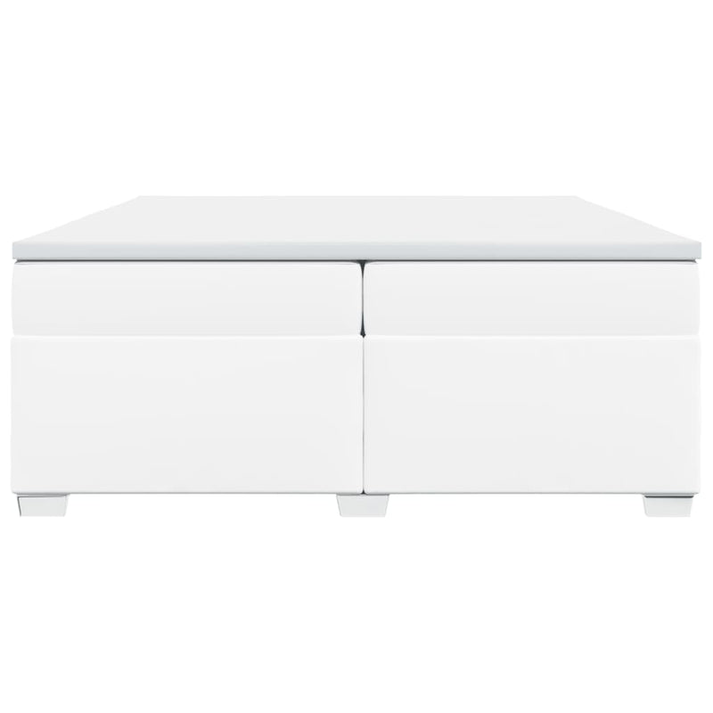 vidaXL fehér műbőr rugós ágy matraccal 200 x 200 cm