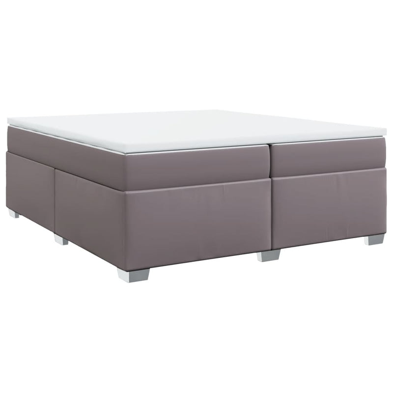 vidaXL szürke műbőr rugós ágy matraccal 200 x 200 cm