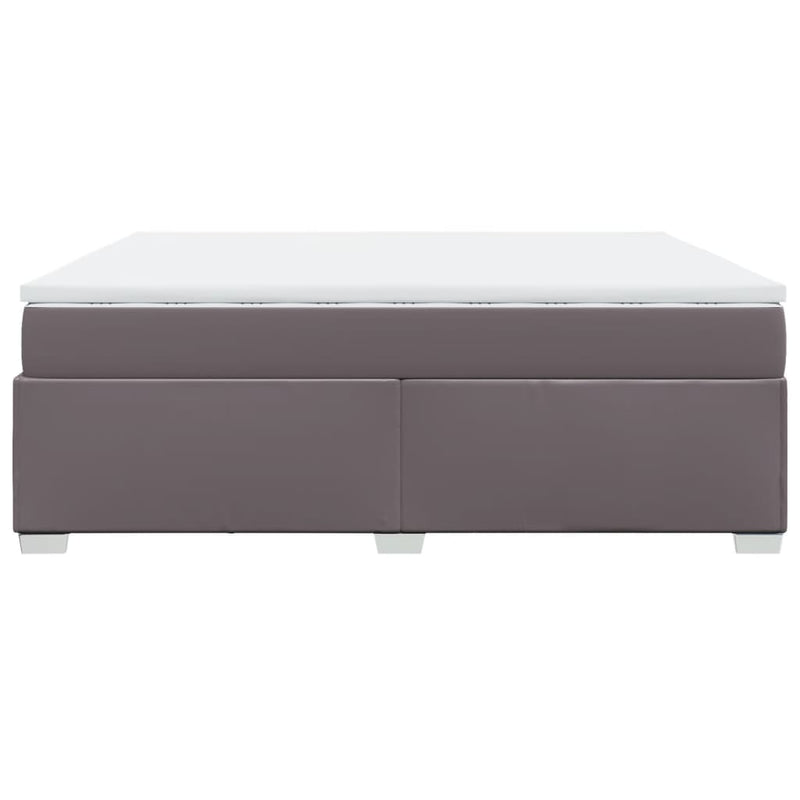 vidaXL szürke műbőr rugós ágy matraccal 200 x 200 cm