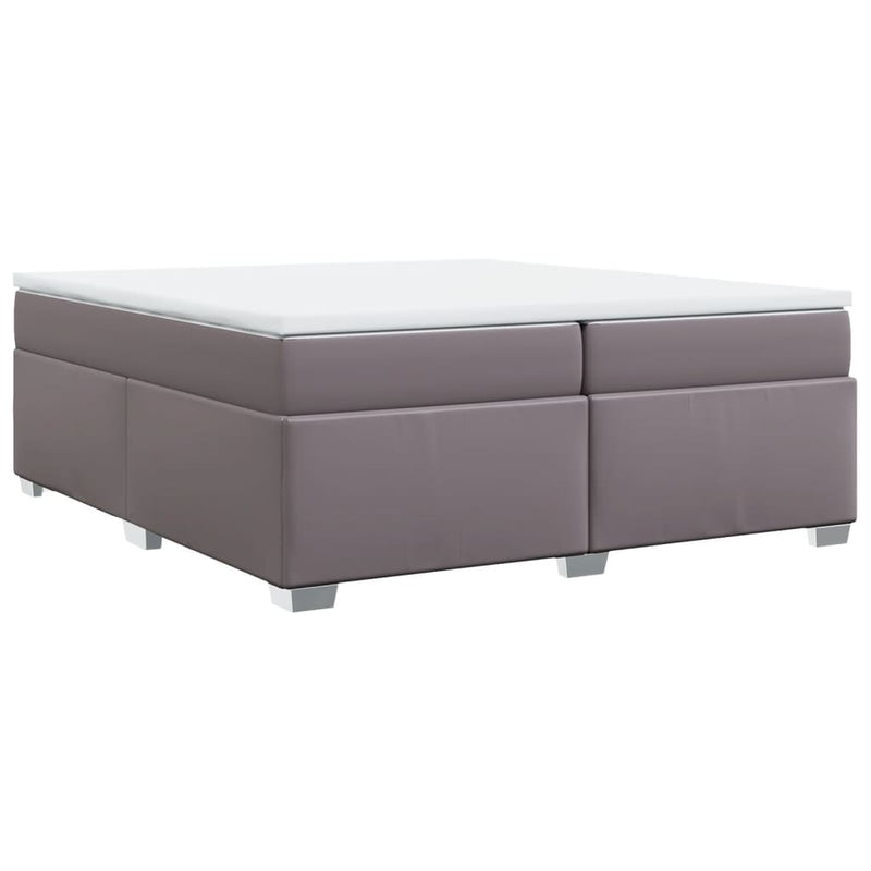 vidaXL szürke műbőr rugós ágy matraccal 200 x 200 cm