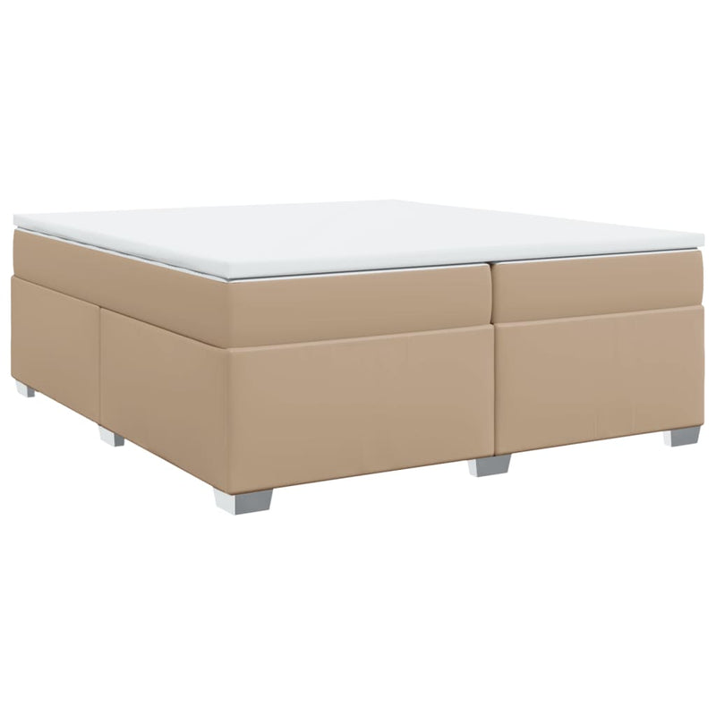 vidaXL cappuccino színű műbőr rugós ágy matraccal 200 x 200 cm