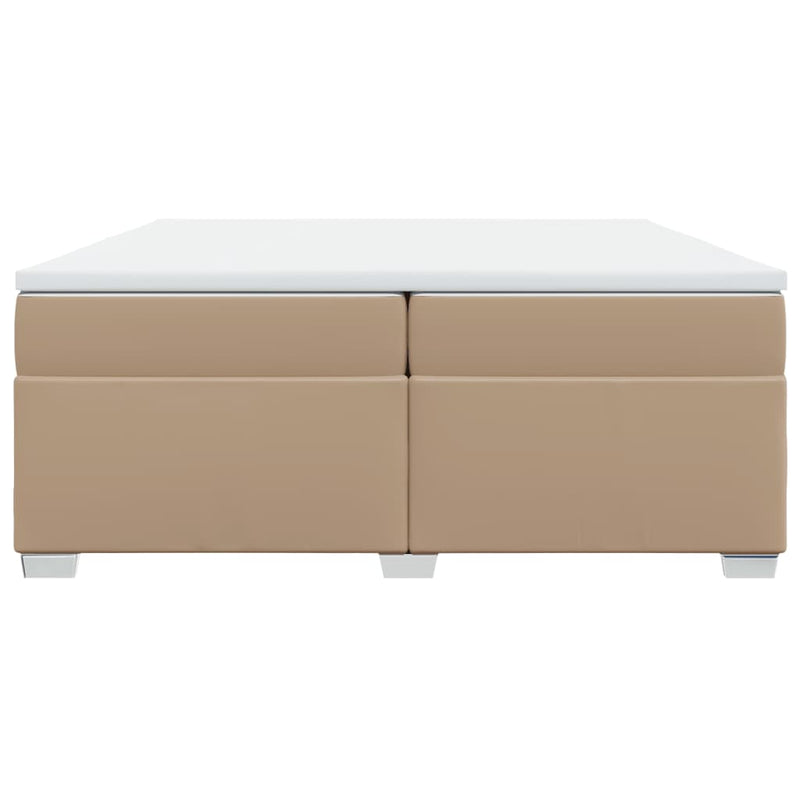 vidaXL cappuccino színű műbőr rugós ágy matraccal 200 x 200 cm