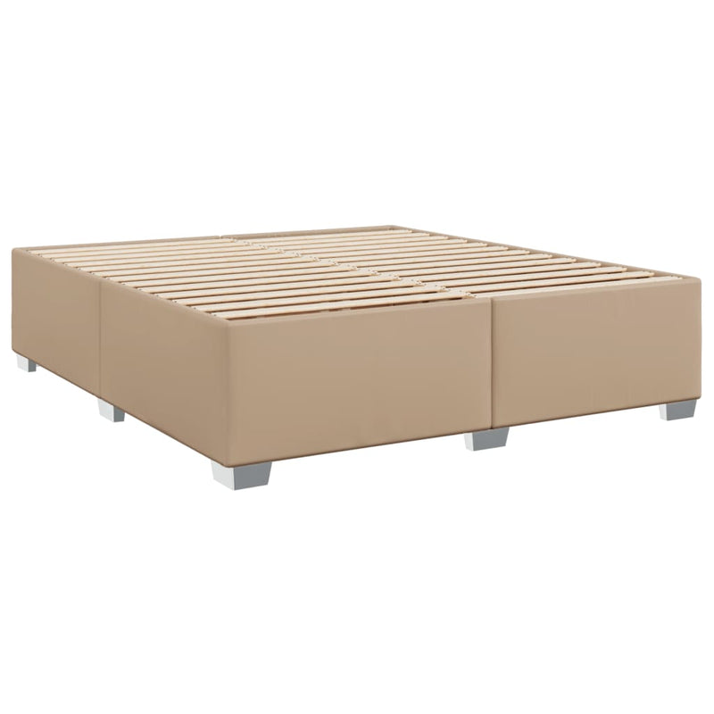 vidaXL cappuccino színű műbőr rugós ágy matraccal 200 x 200 cm