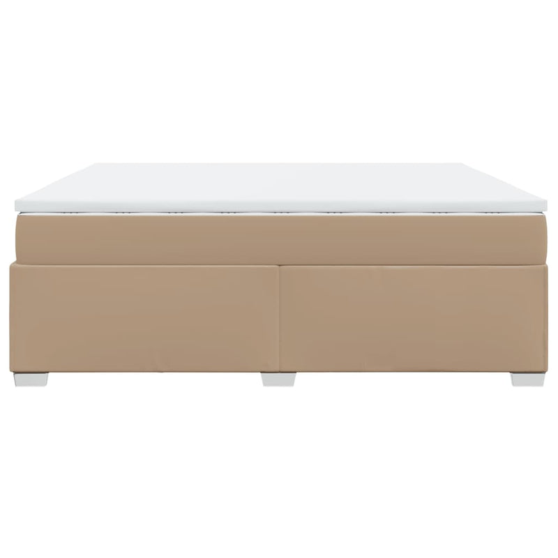 vidaXL cappuccino színű műbőr rugós ágy matraccal 200 x 200 cm