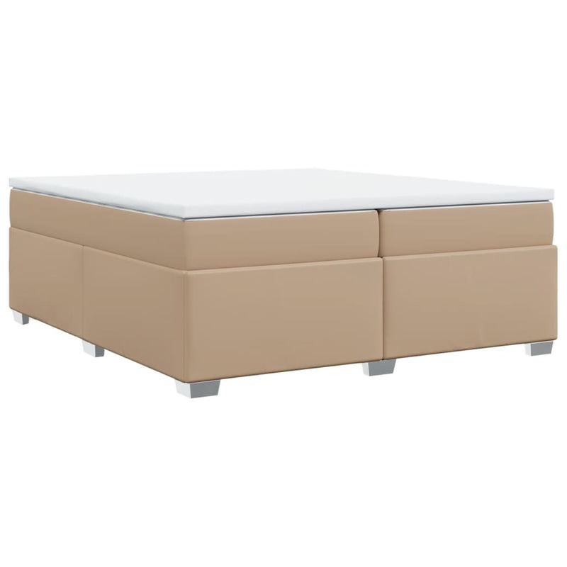 vidaXL cappuccino színű műbőr rugós ágy matraccal 200 x 200 cm
