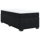 vidaXL fekete bársony rugós ágy matraccal 90 x 200 cm