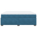 vidaXL sötétkék bársony rugós ágy matraccal 200x200 cm