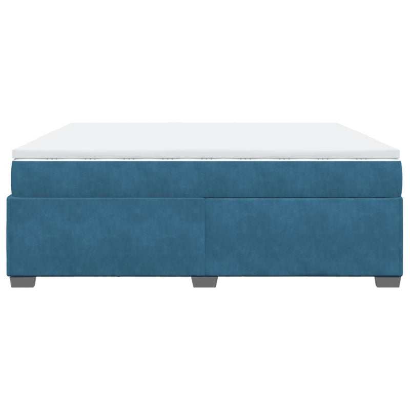 vidaXL sötétkék bársony rugós ágy matraccal 200x200 cm