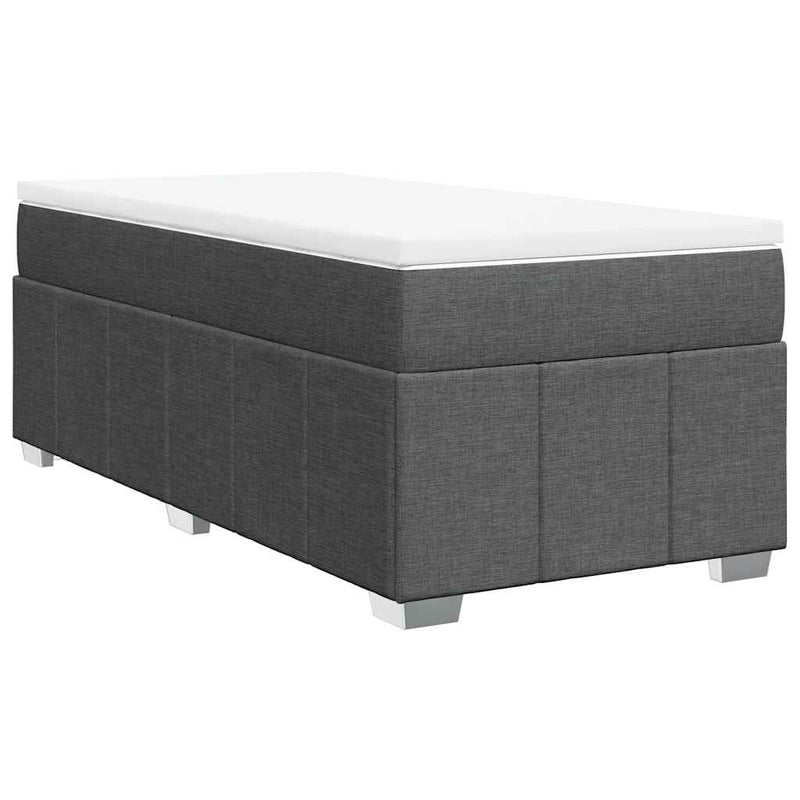 vidaXL sötétszürke szövet rugós ágy matraccal 100 x 200 cm
