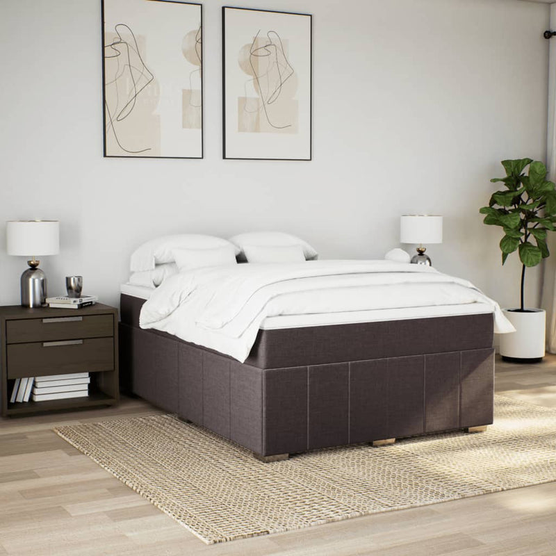 vidaXL sötétbarna szövet rugós ágy matraccal 160 x 200 cm